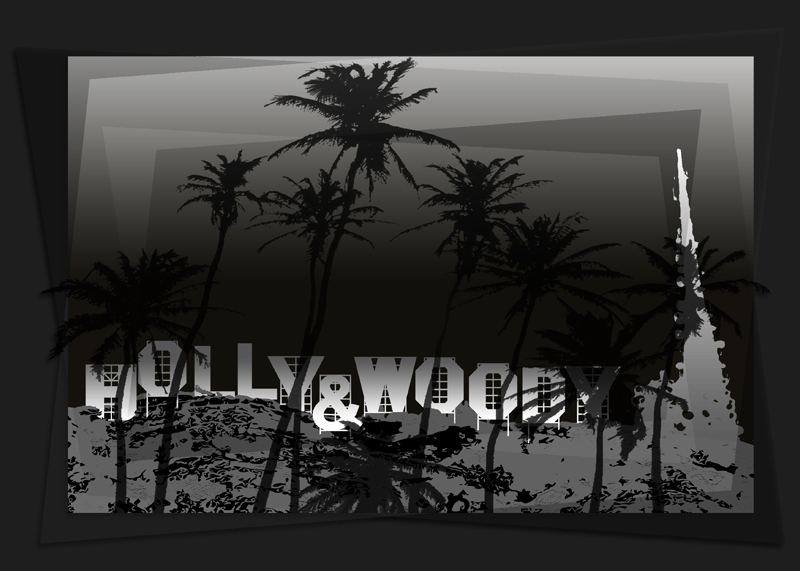 Holly & Woody als Hollywood-Zeichen auf dem Mount Lee